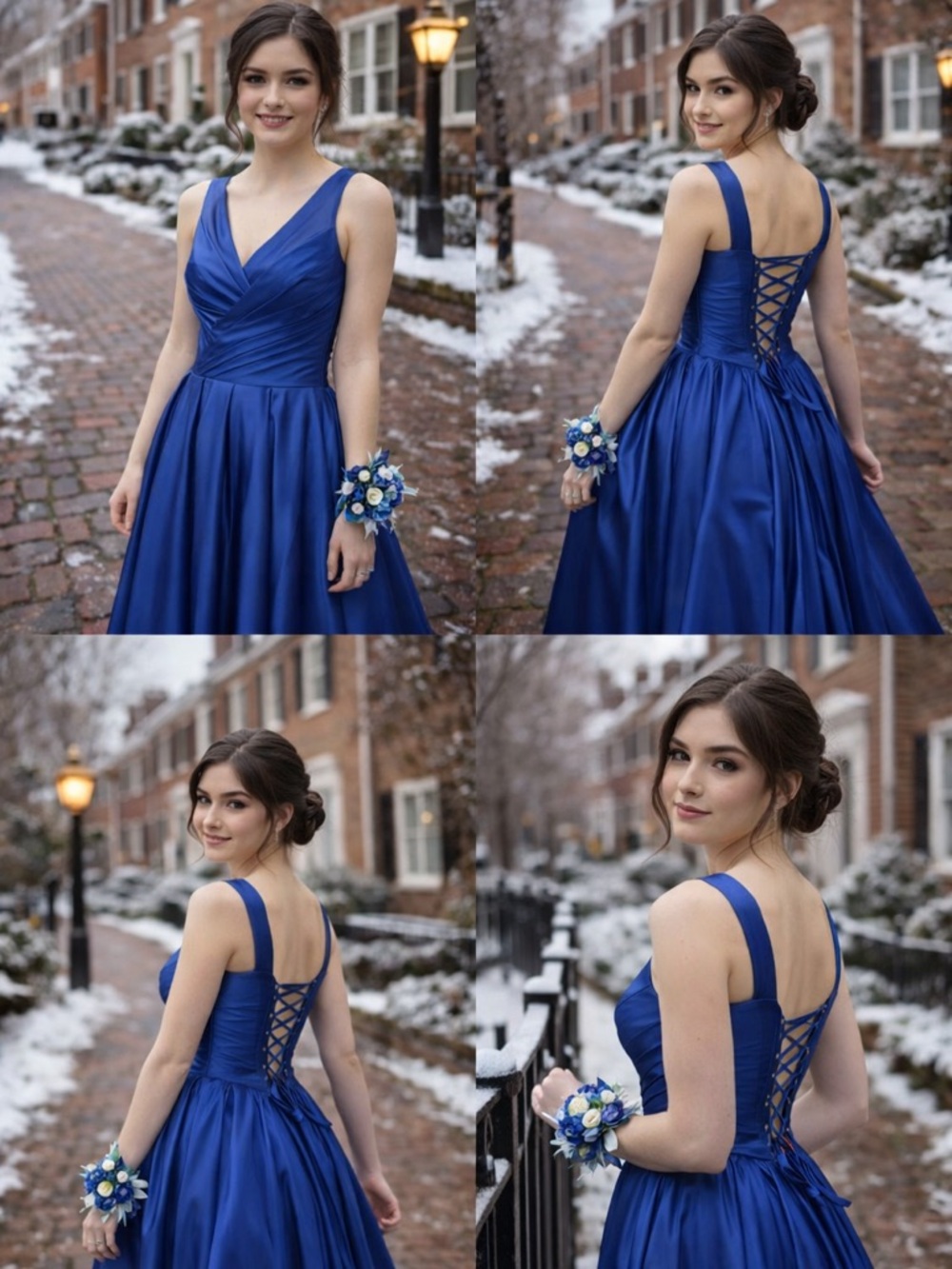 Elegant Royal Blue V-Neck A-Line Prom Dress
